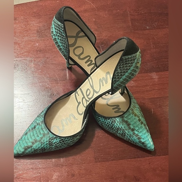 Sam Edelman 'Delilah' D'Orsay Faux Snakeskin Leather Heels, Size 8.5M - Picture 1 of 12